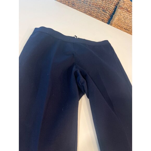 Womens Navy Blue Slim Fit Trousers With Back Zipper Closure - Picture 5 of 10
